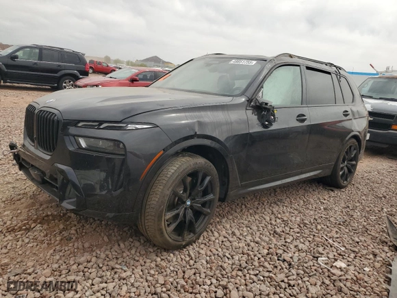 2025 BMW X7 xDrive40i with VIN 5UX23EM0XS9W34615, listed as a Copart auction lot 49851755 with 0 mi miles and Salvage Title. Bid and sale history available at carsss.com. Image 1.