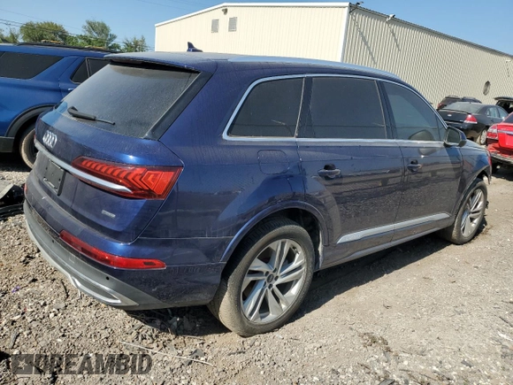 2021 Audi Q7 Premium Plus with VIN WA1LJAF74MD023455, listed as a Copart auction lot 72613464 with 56,968 mi miles and Salvage title. Bid and sale history available at DreamBid. Image 3.