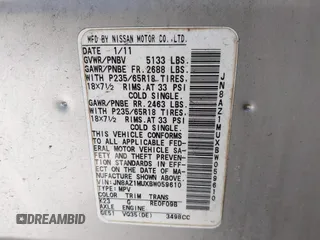 2011 Nissan Murano SL with VIN JN8AZ1MUXBW059610, listed as a IAAI auction lot 40720263 with 174,321 mi miles and . Bid and sale history available at DreamBid. Image 9.