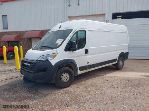 2023 Ram ProMaster Cargo Van with VIN 3C6LRVDG2PE596292, listed as a IAAI auction lot 41948438 with 40,662 mi miles. Bid and sale history available at carsss.com. Image 2.