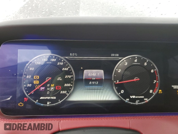 2019 Mercedes-Benz S 63 AMG with VIN WDDXJ8JB1KA035837, listed as a Copart auction lot 53236315 with 81,913 mi miles and Clean Title. Bid and sale history available at DreamBid. Image 9.