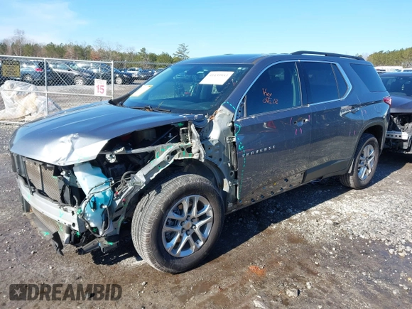 2021 Chevrolet Traverse LT Cloth with VIN 1GNERGKW9MJ210996, listed as a IAAI auction lot 41439953 with 52,099 mi miles. Bid and sale history available at carsss.com. Image 2.