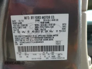 2012 Ford Escape XLT with VIN 1FMCU0D77CKB94023, listed as a Copart auction lot 54417045 with 150,933 mi miles and Salvage title. Bid and sale history available at DreamBid. Image 13.