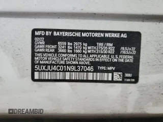 2022 BMW X5 M50i with VIN 5UXJU4C01N9L37046, listed as a Copart auction lot 53084515 with 37,256 mi miles and Salvage Title. Bid and sale history available at carsss.com. Image 14.