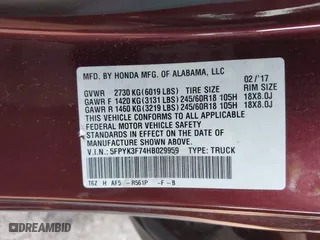2017 Honda Ridgeline RTL-E with VIN 5FPYK3F74HB029959, listed as a IAAI auction lot 40530840 with 95,596 mi miles. Bid and sale history available at carsss.com. Image 9.