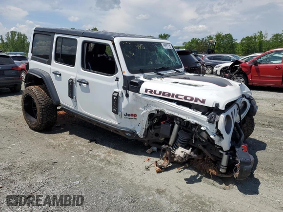 2022 Jeep Wrangler Unlimited Rubicon with VIN 1C4HJXFN2NW211037, listed as a Copart auction lot 49897115 with 21,878 mi miles and Salvage title. Bid and sale history available at DreamBid. Image 4.