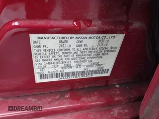 2007 Nissan Maxima 3.5 SE with VIN 1N4BA41E87C804519, listed as a IAAI auction lot 41549024 with 206,177 mi miles. Bid and sale history available at carsss.com. Image 9.