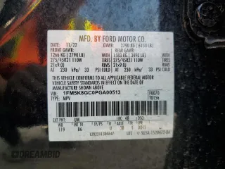 2023 Ford Explorer ST with VIN 1FM5K8GC0PGA00513, listed as a Copart auction lot 47698635 with 34,154 mi miles and Salvage Title. Bid and sale history available at carsss.com. Image 16.