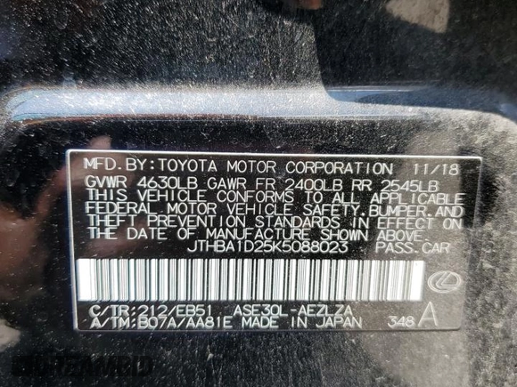 2019 Lexus IS 300 with VIN JTHBA1D25K5088023, listed as a Copart auction lot 59732565 with 63,185 mi miles and Salvage title. Bid and sale history available at DreamBid. Image 12.