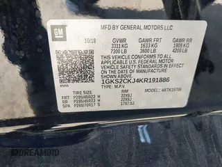 2019 GMC Yukon Denali with VIN 1GKS2CKJ4KR191886, listed as a IAAI auction lot 41198227 with 74,325 mi miles. Bid and sale history available at carsss.com. Image 9.
