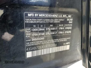 2000 Mercedes-Benz M 320/430/500 with VIN 4JGAB72EXYA193906, listed as a Copart auction lot 62025125 with 142,808 mi miles and Salvage title. Bid and sale history available at DreamBid. Image 13.