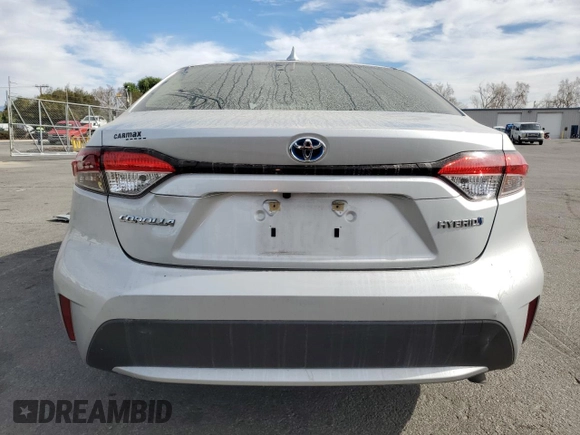 2020 Toyota Corolla Hybrid LE with VIN JTDEBRBE7LJ029233, listed as a Copart auction lot 43476165 with 118,385 mi miles and Salvage Title. Bid and sale history available at carsss.com. Image 6.