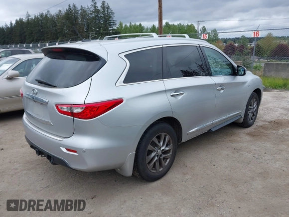 2014 Infiniti QX60 with VIN 5N1AL0MM3EC528187, listed as a IAAI auction lot 42126614 with 178,356 mi miles and . Bid and sale history available at carsss.com. Image 4.