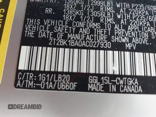 2010 Lexus RX 350 with VIN 2T2BK1BA0AC027930, listed as a IAAI auction lot 42619866 with 184,607 mi miles and . Bid and sale history available at DreamBid. Image 9.