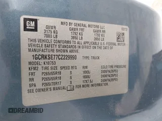 2012 Chevrolet Silverado 1500 LT with VIN 1GCRKSE77CZ229990, listed as a IAAI auction lot 42005336 with 229,317 mi miles. Bid and sale history available at carsss.com. Image 9.