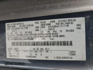 2020 Ford Transit Cargo with VIN 1FTBR3X85LKA72249, listed as a Copart auction lot 56999805 with 68,201 mi miles and Salvage Title. Bid and sale history available at DreamBid. Image 14.