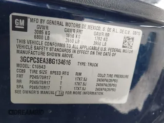 2011 Chevrolet Silverado 1500 LT with VIN 3GCPCSEA3BG134616, listed as a IAAI auction lot 41669077 with 118,066 mi miles and . Bid and sale history available at DreamBid. Image 9.