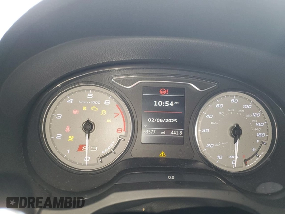2015 Audi S3 2.0T Premium Plus with VIN WAUBFGFF8F1118826, listed as a Copart auction lot 44447205 with 63,577 mi miles and Salvage Title. Bid and sale history available at carsss.com. Image 9.