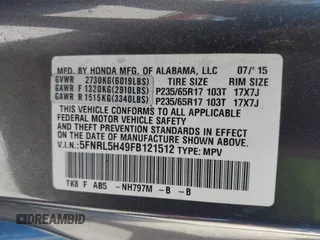 2015 Honda Odyssey EX with VIN 5FNRL5H49FB121512, listed as a IAAI auction lot 42234257 with 139,265 mi miles and . Bid and sale history available at DreamBid. Image 9.