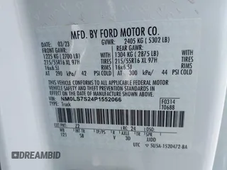 2023 Ford Transit Connect XL with VIN NM0LS7S24P1552066, listed as a IAAI auction lot 41941566 with 65,355 mi miles and . Bid and sale history available at DreamBid. Image 9.