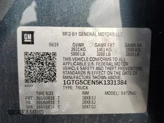 2019 GMC Canyon 2WD SLE with VIN 1GTG5CEN5K1331384, listed as a Copart auction lot 43317035 with 38,542 mi miles and Salvage Title. Bid and sale history available at carsss.com. Image 12.