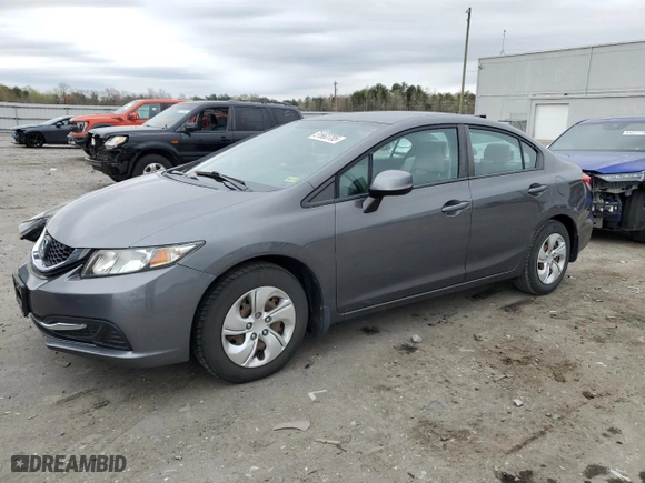 2013 Honda Civic Sdn LX with VIN 2HGFB2F54DH589530, listed as a Copart auction lot 51663785 with 147,786 mi miles and Salvage Title. Bid and sale history available at carsss.com. Image 1.