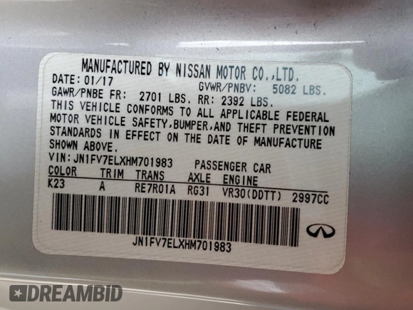 2017 Infiniti Q60 Red Sport 400 with VIN JN1FV7ELXHM701983, listed as a Copart auction lot 84379614 with 44,784 mi miles and Salvage title. Bid and sale history available at DreamBid. Image 15.