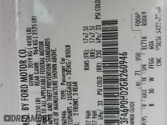 2016 Ford Fusion SE с VIN 3FA6P0HD2GR260946, выставлен на аукционе Copart как лот 60672445 с пробегом 92 419 миль миль и Чистый • Clean title. История ставок и продаж доступна на DreamBid. Изображение 12.