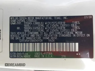 2008 Toyota Tundra z VIN 5TFEV54128X049128, wystawiony jako IAAI lot #42249292 z przebiegiem 313 233 mil mil oraz . Historia ofert i sprzedaży dostępna na DreamBid. Obrazek 9.