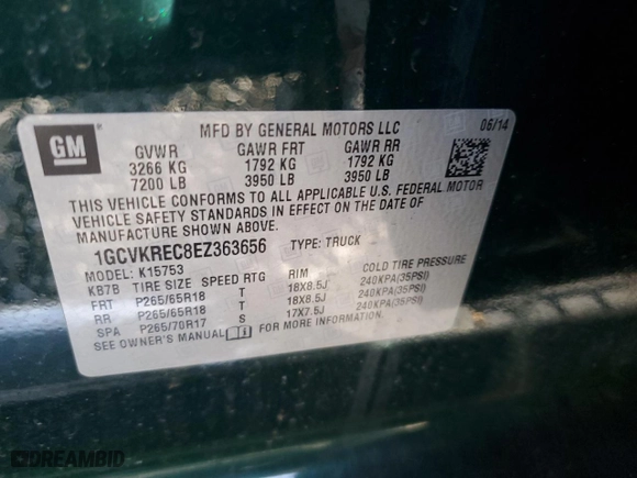 2014 Chevrolet Silverado 1500 LT with VIN 1GCVKREC8EZ363656, listed as a Copart auction lot 49396395 with 0 mi miles and Salvage Title. Bid and sale history available at carsss.com. Image 13.