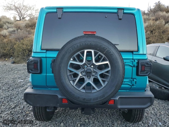 2024 Jeep Wrangler Sahara with VIN 1C4PJXEG2RW237934, listed as a Copart auction lot 79014644 with 15,122 mi miles and Salvage Title. Bid and sale history available at carsss.com. Image 6.