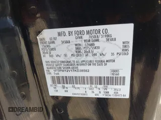 2007 Ford F-150 XLT z VIN 1FTPW12V17KD38582, wystawiony jako IAAI lot #42321791 z przebiegiem Nie podano mil oraz . Historia ofert i sprzedaży dostępna na DreamBid. Obrazek 9.