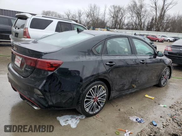 2023 Kia Forte GT with VIN 3KPF44ACXPE533148, listed as a Copart auction lot 43067945 with 57,613 mi miles and Salvage Title. Bid and sale history available at carsss.com. Image 3.