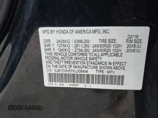 2019 Acura MDX Technology с VIN 5J8YD3H57KL008494, выставлен на аукционе IAAI как лот 42625438 с пробегом 154 753 миль миль и . История ставок и продаж доступна на DreamBid. Изображение 9.