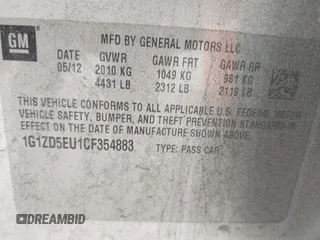 2012 Chevrolet Malibu 2LT with VIN 1G1ZD5EU1CF354883, listed as a IAAI auction lot 42194819 with 209,336 mi miles and . Bid and sale history available at DreamBid. Image 9.