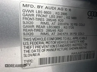 2017 Audi Q7 Premium Plus with VIN WA1LAAF70HD034782, listed as a Copart auction lot 56847135 with 136,433 mi miles and Clean title. Bid and sale history available at DreamBid. Image 14.