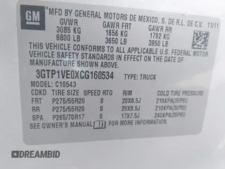 2012 GMC Sierra 1500 SLE with VIN 3GTP1VE0XCG160534, listed as a IAAI auction lot 41673204 with 114,689 mi miles and . Bid and sale history available at DreamBid. Image 9.