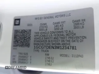 2021 Chevrolet Colorado 4WD Z71 z VIN 1GCGTDEN3M1234781, wystawiony jako IAAI lot #41086044 z przebiegiem 45 010 mil mil oraz . Historia ofert i sprzedaży dostępna na DreamBid. Obrazek 9.