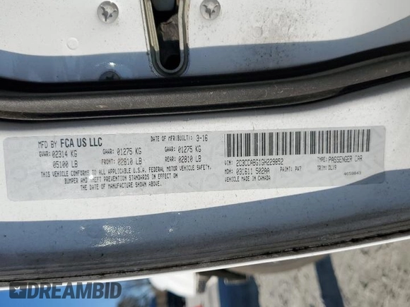 2016 Chrysler 300 S with VIN 2C3CCABG1GH229852, listed as a Copart auction lot 82442774 with 131,482 mi miles and Salvage Title. Bid and sale history available at DreamBid. Image 14.