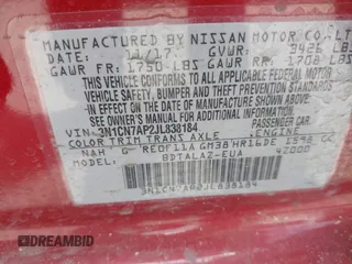2018 Nissan Versa SV z VIN 3N1CN7AP2JL838184, wystawiony jako IAAI lot #42244204 z przebiegiem 28 970 mil mil oraz . Historia ofert i sprzedaży dostępna na DreamBid. Obrazek 9.