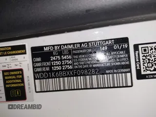 2019 Mercedes-Benz E 53 AMG with VIN WDD1K6BBXKF098282, listed as a IAAI auction lot 41482524 with 29,505 mi miles and . Bid and sale history available at DreamBid. Image 9.
