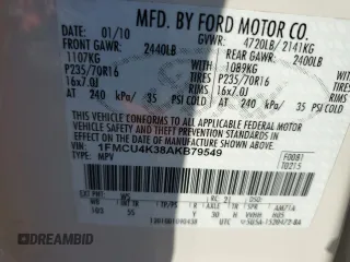 2010 Ford Escape Hybrid with VIN 1FMCU4K38AKB79549, listed as a Copart auction lot 57293035 with 83,742 mi miles and Salvage title. Bid and sale history available at DreamBid. Image 13.