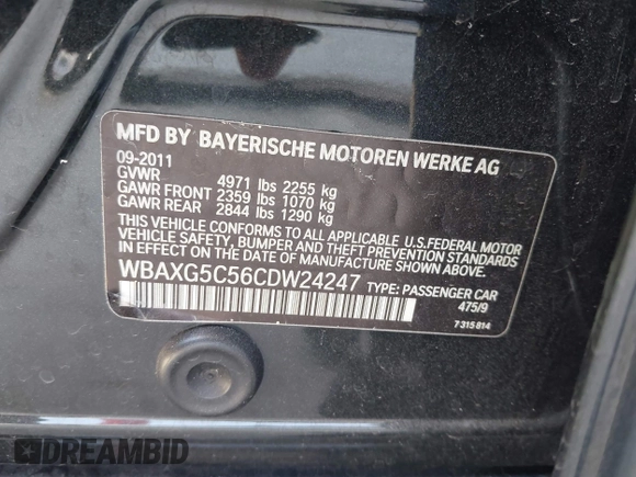 2012 BMW 5 Series 528i z VIN WBAXG5C56CDW24247, wystawiony jako IAAI lot #42285403 z przebiegiem 149 819 mil mil oraz . Historia ofert i sprzedaży dostępna na DreamBid. Obrazek 9.