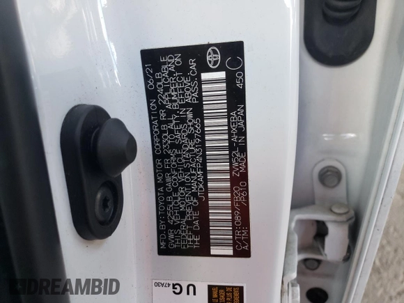 2022 Toyota Prius LE with VIN JTDKAMFP4N3197665, listed as a Copart auction lot 57339955 with 61,063 mi miles and Salvage title. Bid and sale history available at DreamBid. Image 12.