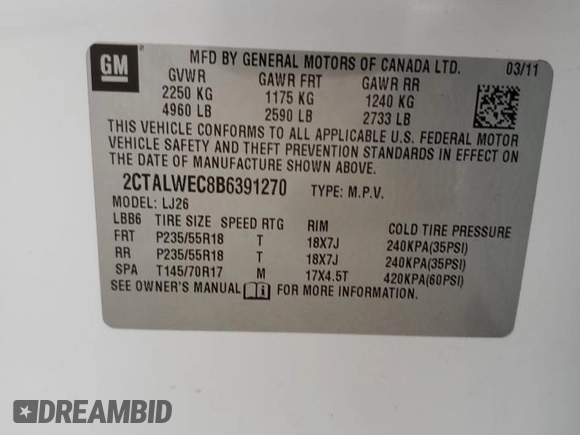 2011 GMC Terrain SLT-2 with VIN 2CTALWEC8B6391270, listed as a Copart auction lot 80529074 with 253,257 mi miles and Salvage Title. Bid and sale history available at carsss.com. Image 13.
