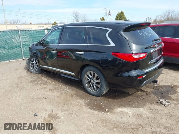 2014 Infiniti QX60 with VIN 5N1AL0MM4EC535228, listed as a IAAI auction lot 41900787 with 72,189 mi miles and . Bid and sale history available at carsss.com. Image 3.
