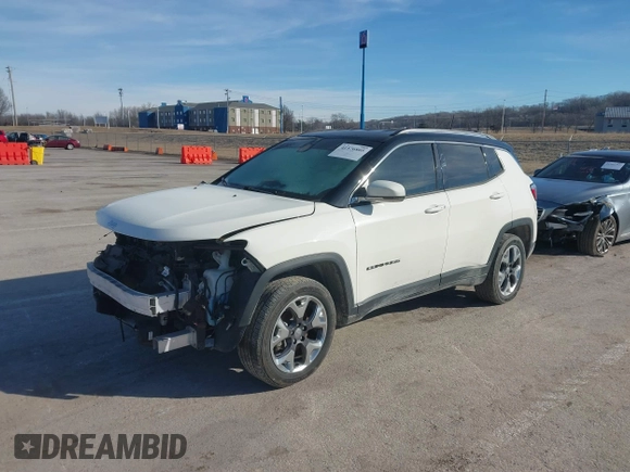 2020 Jeep Compass Limited with VIN 3C4NJDCB7LT159113, listed as a IAAI auction lot 41576805 with 75,921 mi miles and . Bid and sale history available at carsss.com. Image 2.