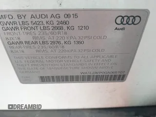 2016 Audi Q5 Premium Plus with VIN WA1L2AFP0GA065107, listed as a IAAI auction lot 42289335 with 157,002 mi miles and . Bid and sale history available at DreamBid. Image 9.
