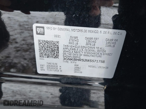 2021 Chevrolet Blazer LT с VIN 3GNKBHRS2MS571758, выставлен на аукционе IAAI как лот 40985755 с пробегом 82 579 миль миль и . История ставок и продаж доступна на DreamBid. Изображение 9.