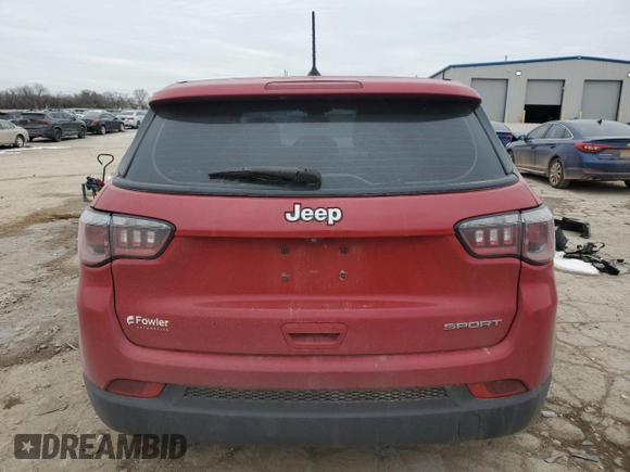2018 Jeep Compass Sport with VIN 3C4NJCAB2JT411036, listed as a Copart auction lot 46046895 with 102,642 mi miles and Salvage Title. Bid and sale history available at carsss.com. Image 6.
